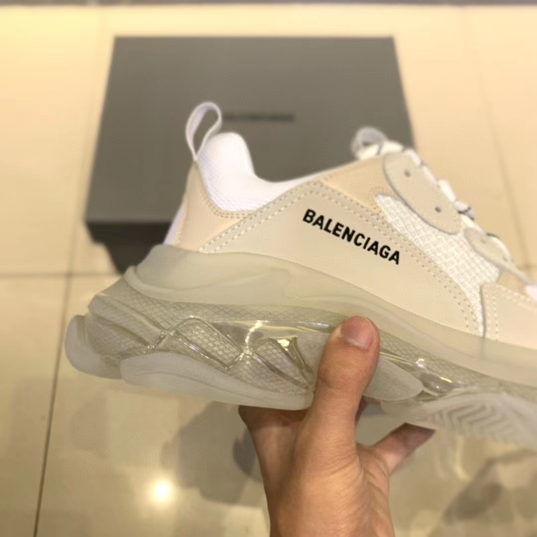 Balenciaga Clear Sole Triple S Trainers White - PerfectKickZ