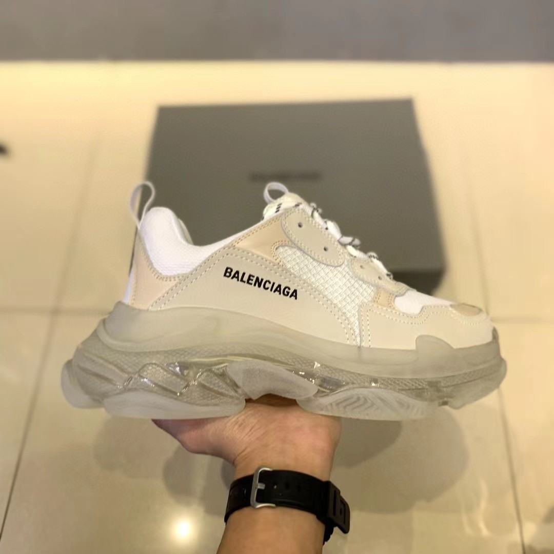 Balenciaga Clear Sole Triple S Trainers White - PerfectKickZ