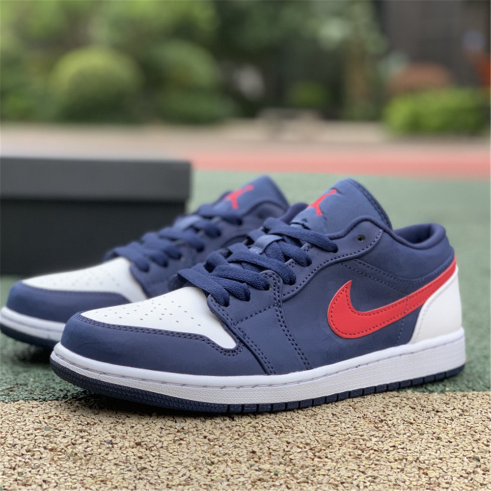 Jordan AJ 1 Low USA White Blue Red Basketball Shoes CZ8454-400 - PerfectKickZ