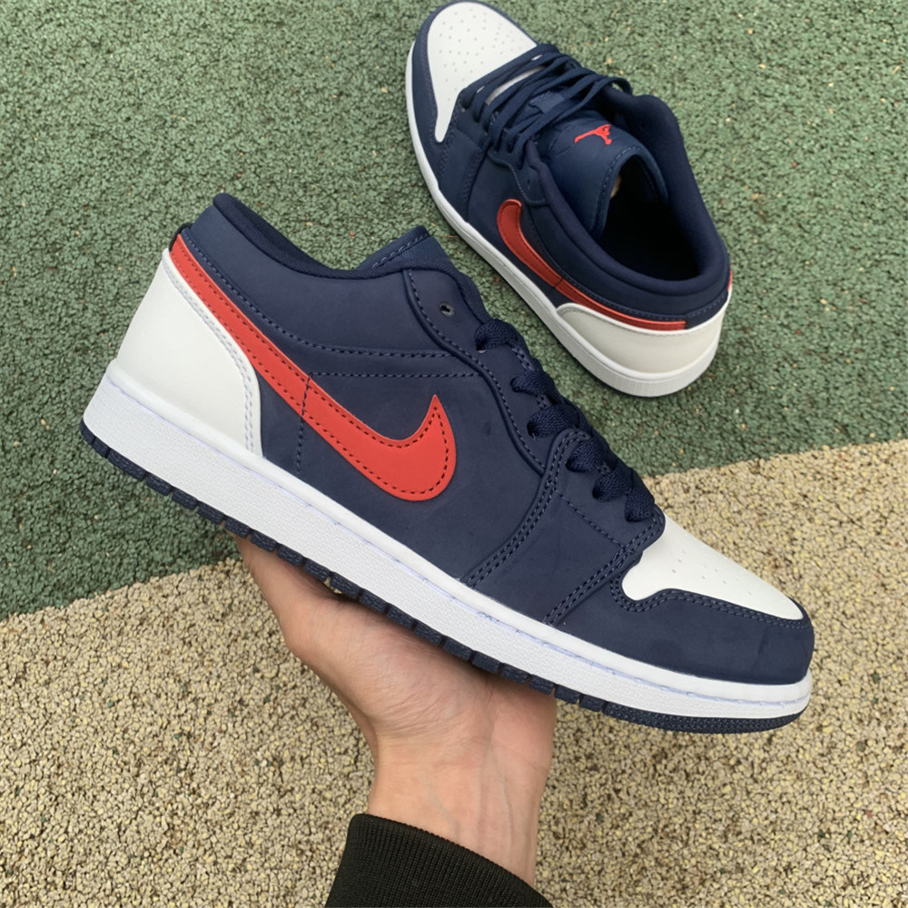 Jordan AJ 1 Low USA White Blue Red Basketball Shoes CZ8454-400 - PerfectKickZ