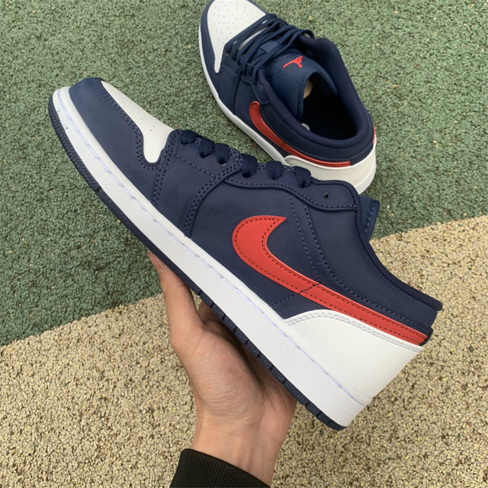 Jordan AJ 1 Low USA White Blue Red Basketball Shoes CZ8454-400 - PerfectKickZ