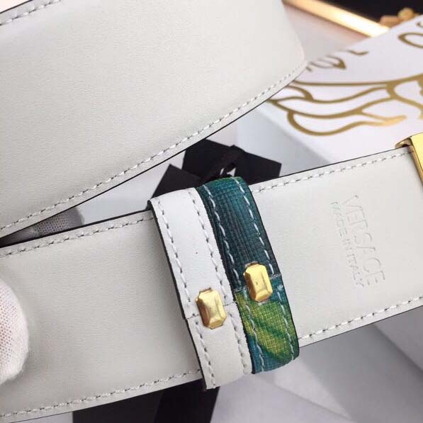 Versace Head Leather Green Belt With Gold Buckle - PerfectKickZ
