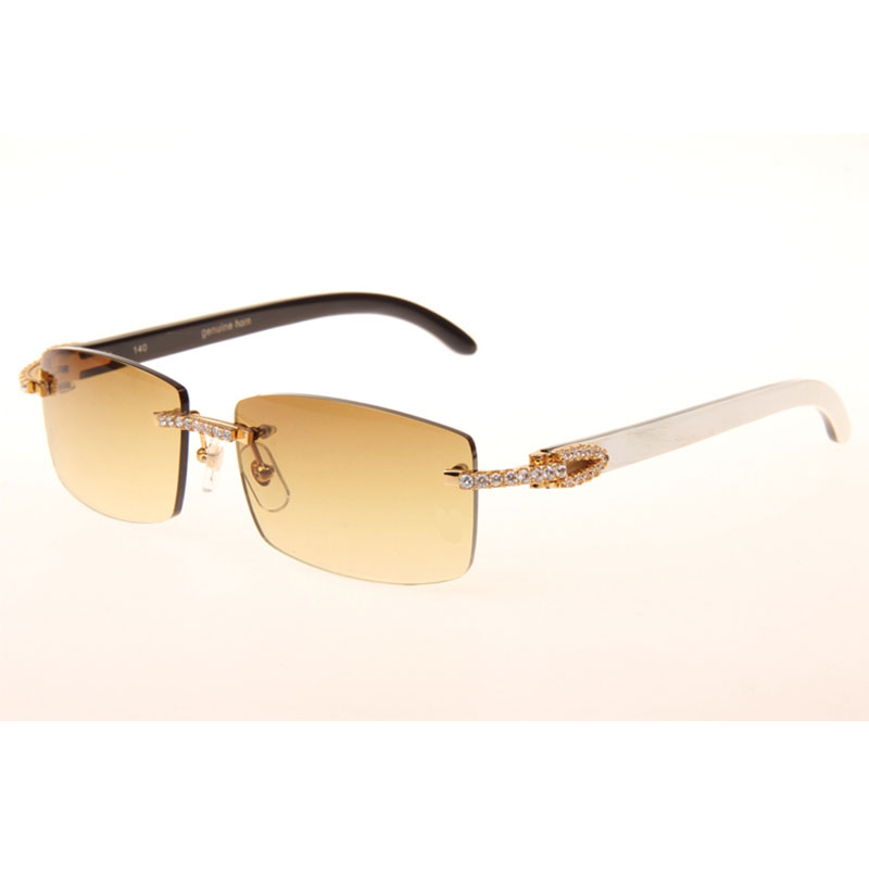 Cartier  3524012 Black And White Buffalo Big Lens Sunglasses In   Gold - PerfectKickZ