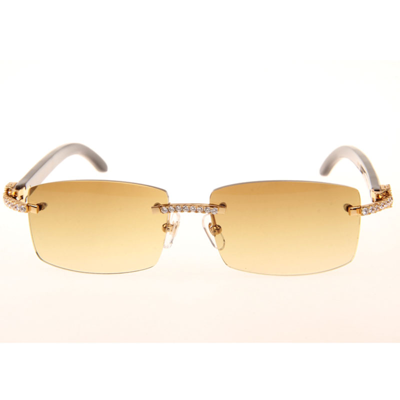 Cartier  3524012 Black And White Buffalo Big Lens Sunglasses In   Gold - PerfectKickZ