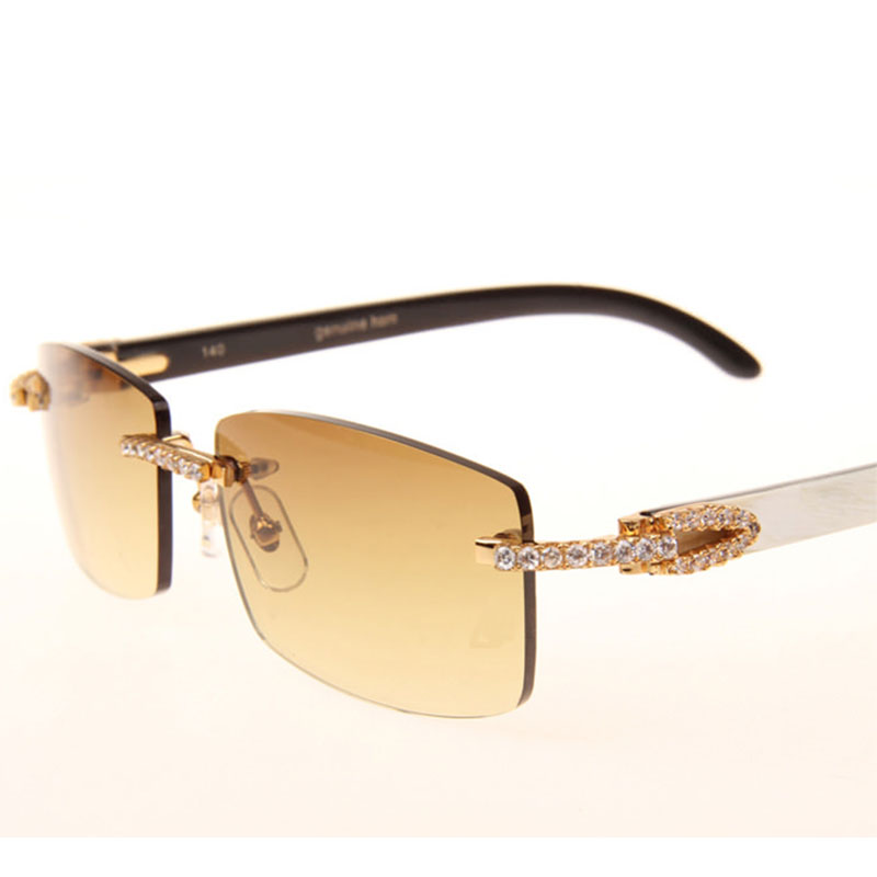 Cartier  3524012 Black And White Buffalo Big Lens Sunglasses In   Gold - PerfectKickZ