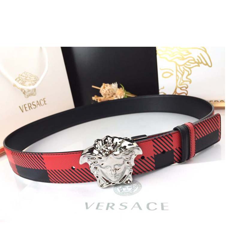 Versace Medusa Reversible Silver Buckle Leather Belt - PerfectKickZ