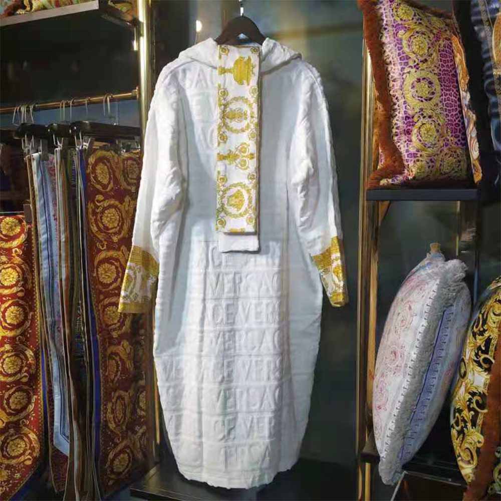 Versace Palazzo Logo Jacquard White Bathrobe - PerfectKickZ