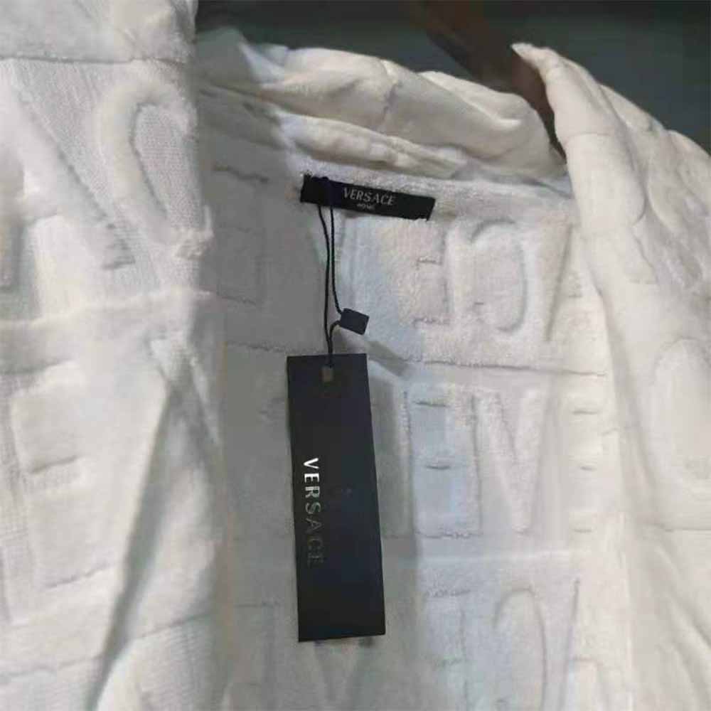 Versace Palazzo Logo Jacquard White Bathrobe - PerfectKickZ