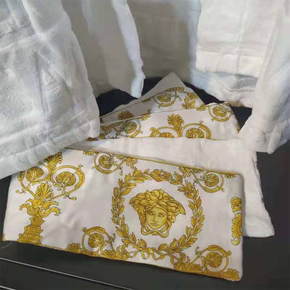 Versace Palazzo Logo Jacquard White Bathrobe - PerfectKickZ