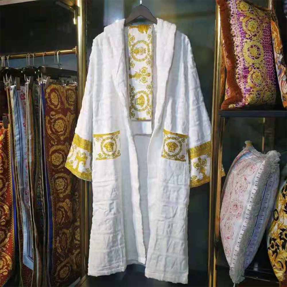 Versace Palazzo Logo Jacquard White Bathrobe - PerfectKickZ
