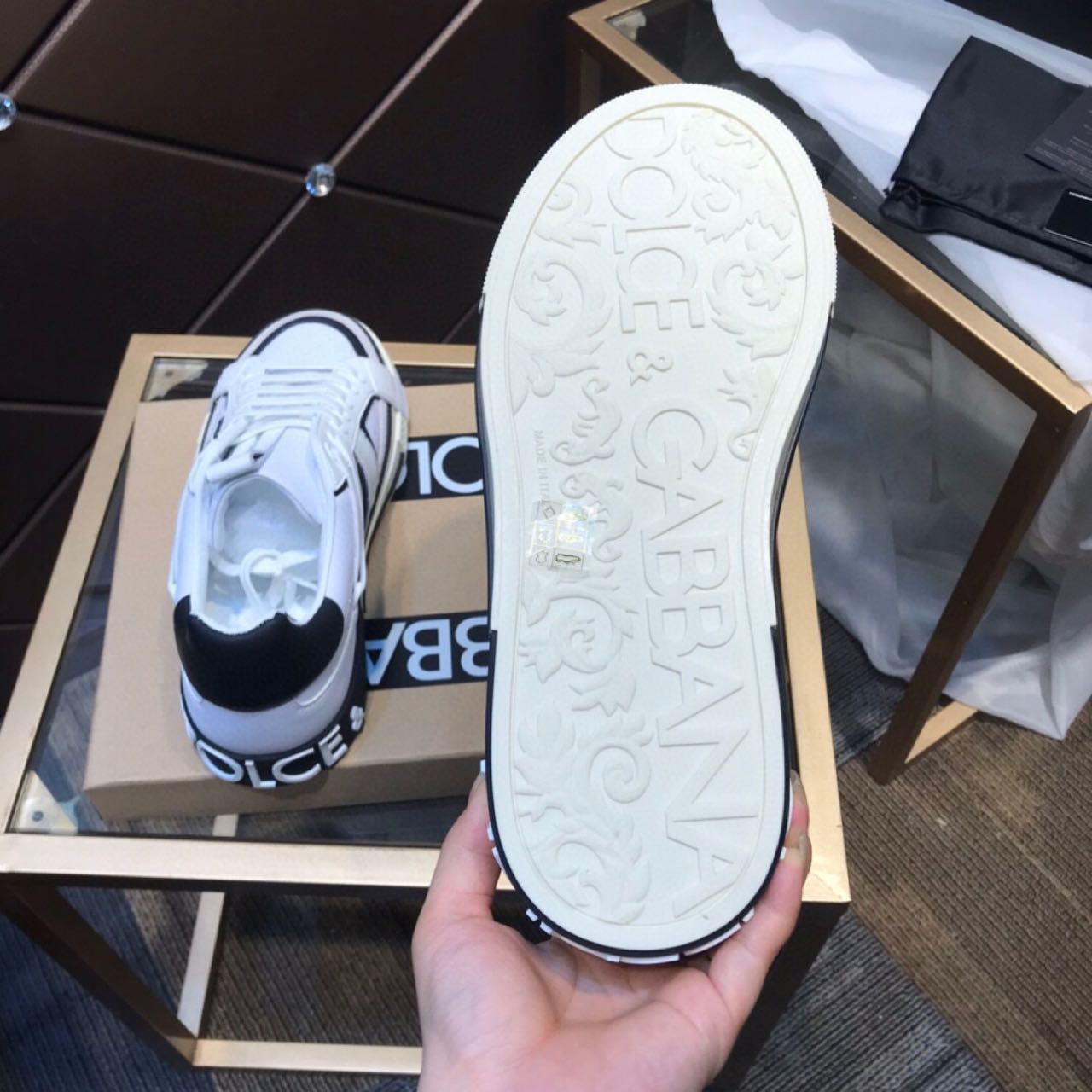 Dolce & Gabbana Calfskin 2Zero custom Sneakers In White/Black - PerfectKickZ