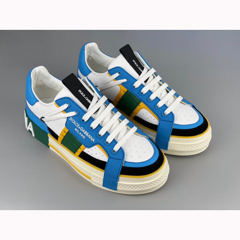 Dolce & Gabbana Calfskin 2Zero Custom Sneakers In Blue - PerfectKickZ