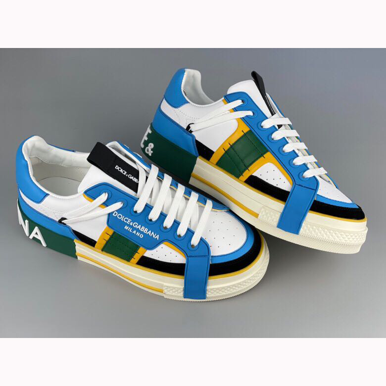 Dolce & Gabbana Calfskin 2Zero Custom Sneakers In Blue - PerfectKickZ