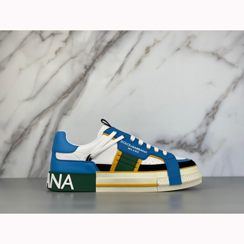Dolce & Gabbana Calfskin 2Zero Custom Sneakers In Blue - PerfectKickZ