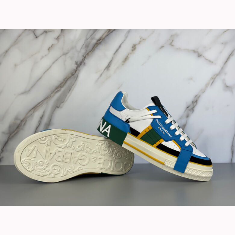 Dolce & Gabbana Calfskin 2Zero Custom Sneakers In Blue - PerfectKickZ