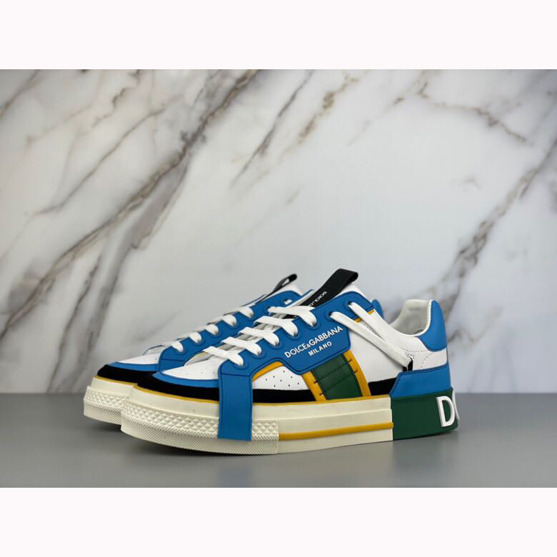 Dolce & Gabbana Calfskin 2Zero Custom Sneakers In Blue - PerfectKickZ