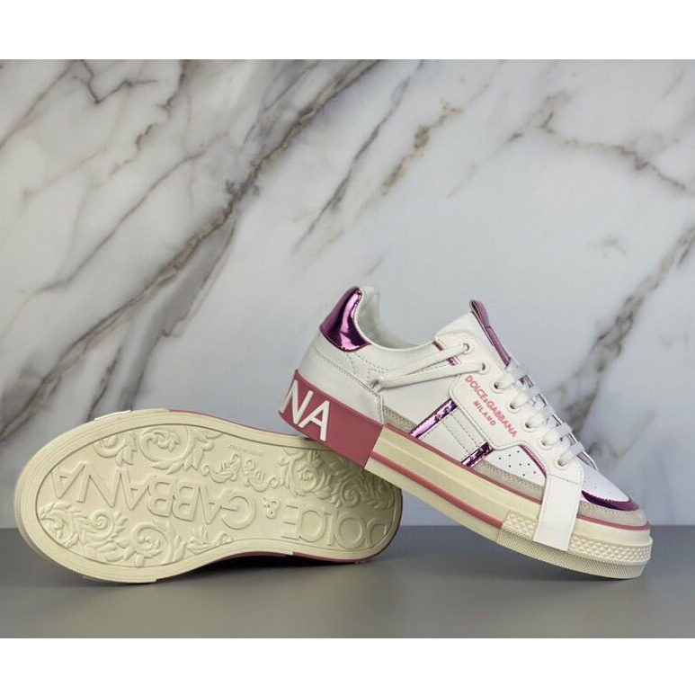 Dolce & Gabbana Calfskin 2Zero Custom Sneakers In Pink  - PerfectKickZ
