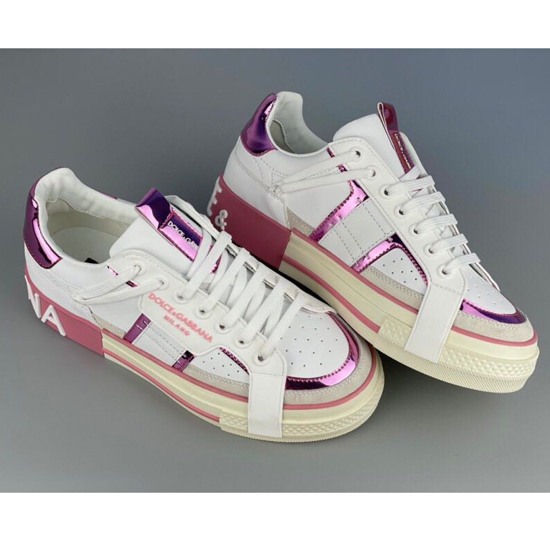 Dolce & Gabbana Calfskin 2Zero Custom Sneakers In Pink  - PerfectKickZ