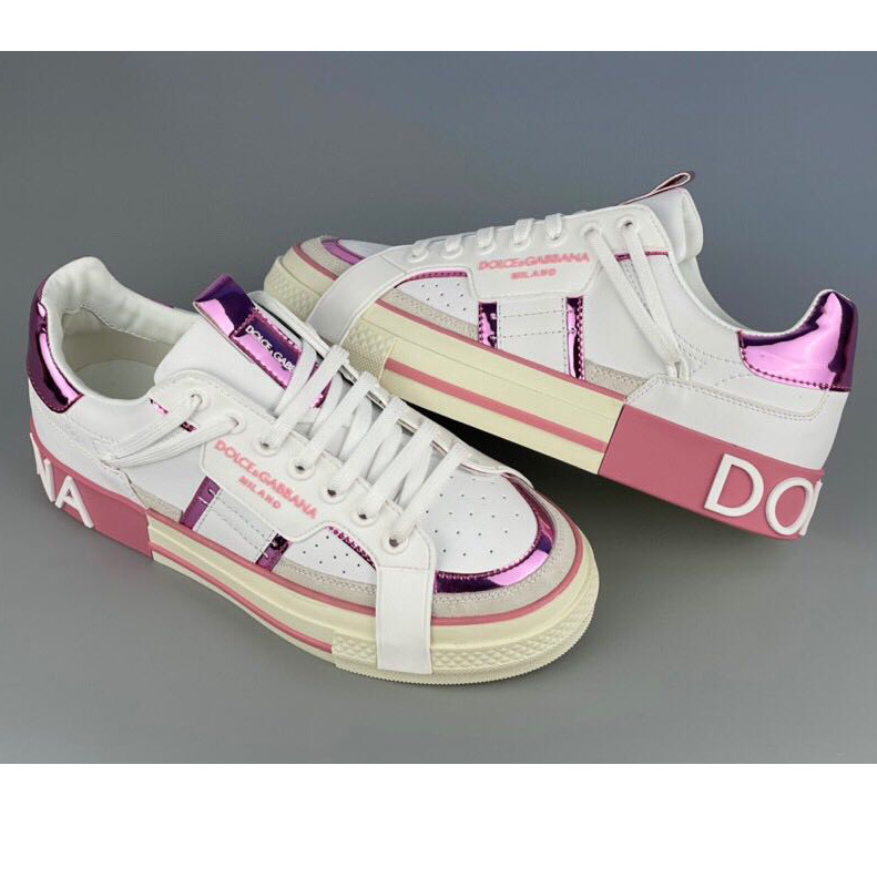 Dolce & Gabbana Calfskin 2Zero Custom Sneakers In Pink  - PerfectKickZ