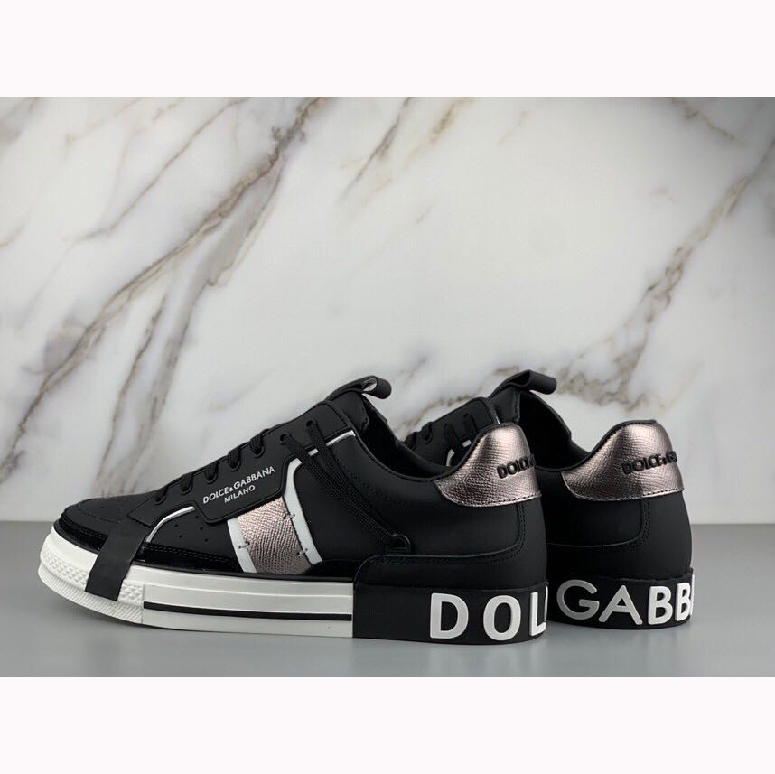 Dolce & Gabbana Calfskin 2Zero Custom Sneakers In Black - PerfectKickZ