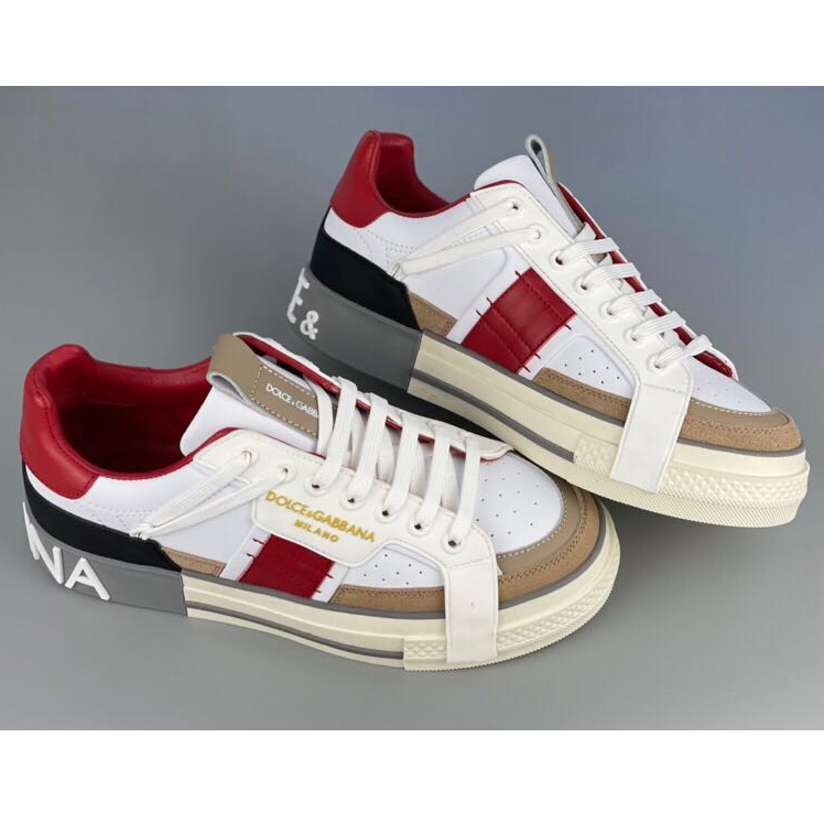 Dolce & Gabbana Calfskin 2Zero Custom Sneakers In Red - PerfectKickZ