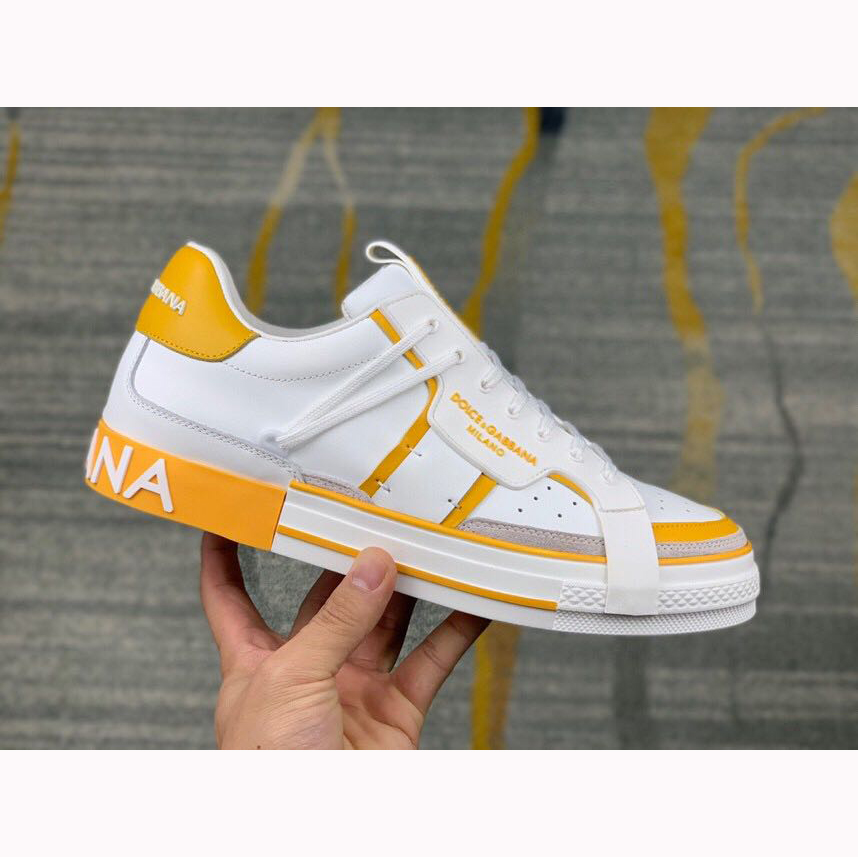 Dolce & Gabbana Calfskin 2Zero Custom Sneakers In Yellow - PerfectKickZ