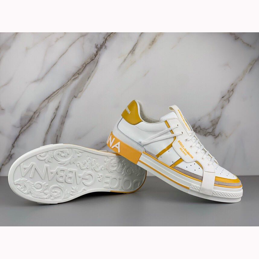 Dolce & Gabbana Calfskin 2Zero Custom Sneakers In Yellow - PerfectKickZ
