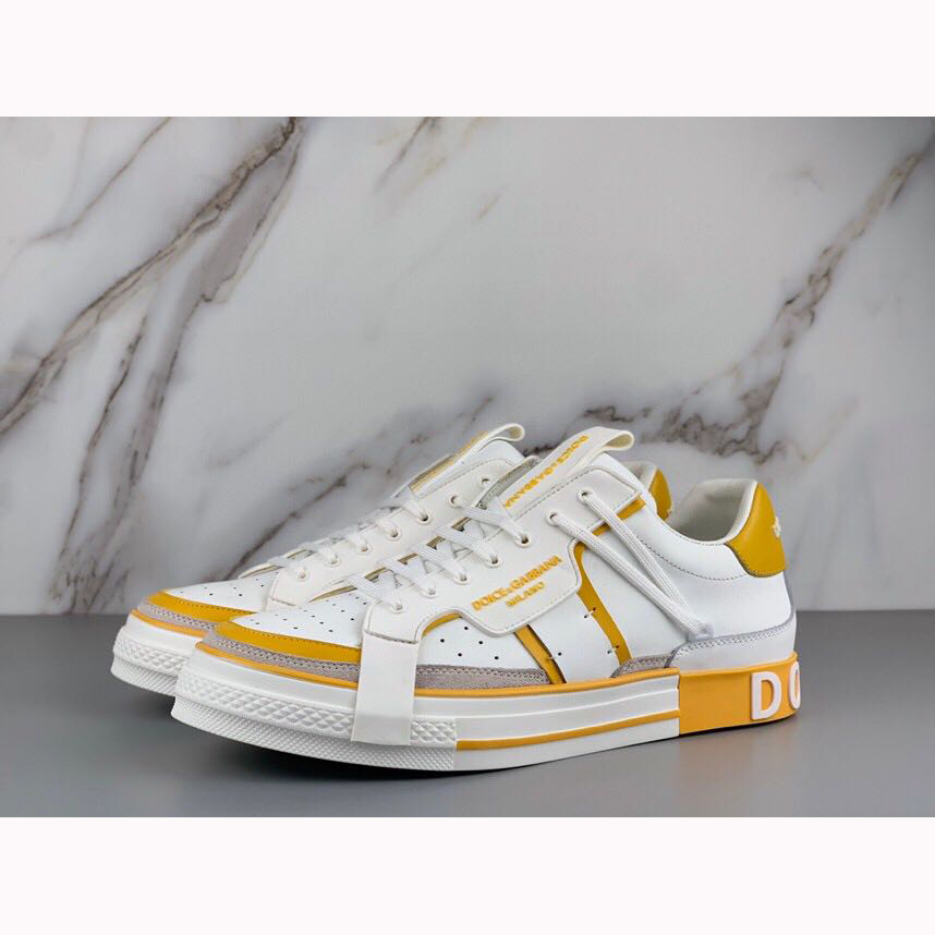Dolce & Gabbana Calfskin 2Zero Custom Sneakers In Yellow - PerfectKickZ