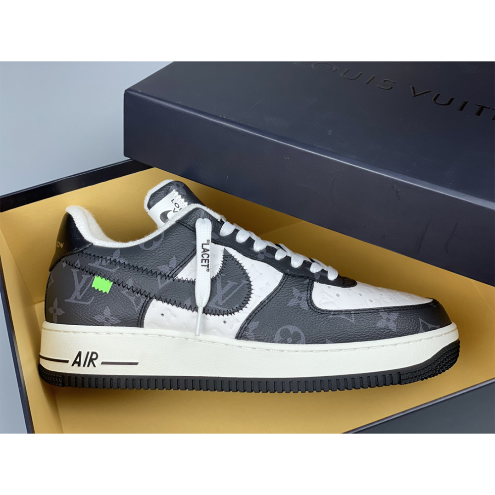 Louis Vuitton X Nike Air Force 1 Sneaker Black And White - PerfectKickZ