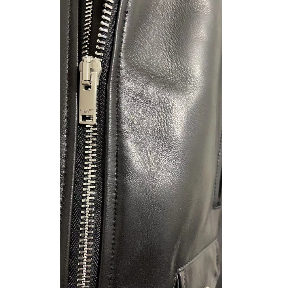 Saint Laurent Slim-Fit Leather Biker Jacket - PerfectKickZ