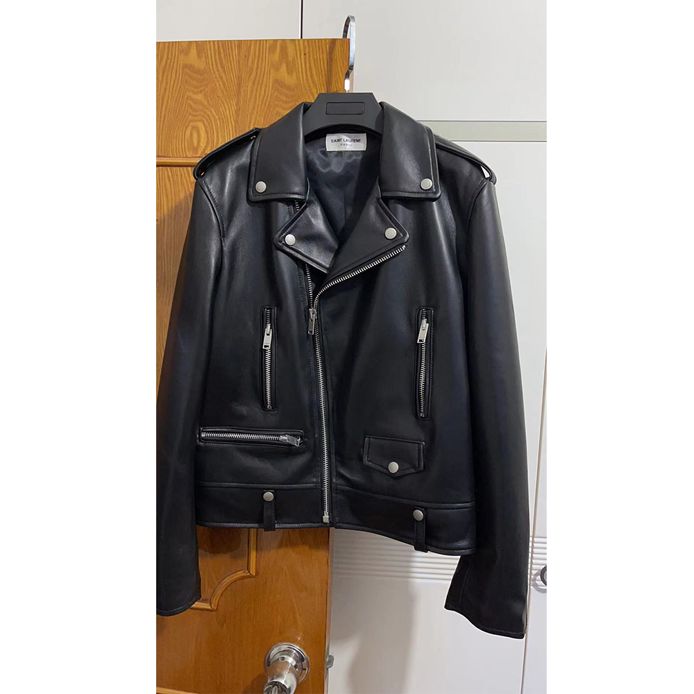 Saint Laurent Slim-Fit Leather Biker Jacket - PerfectKickZ