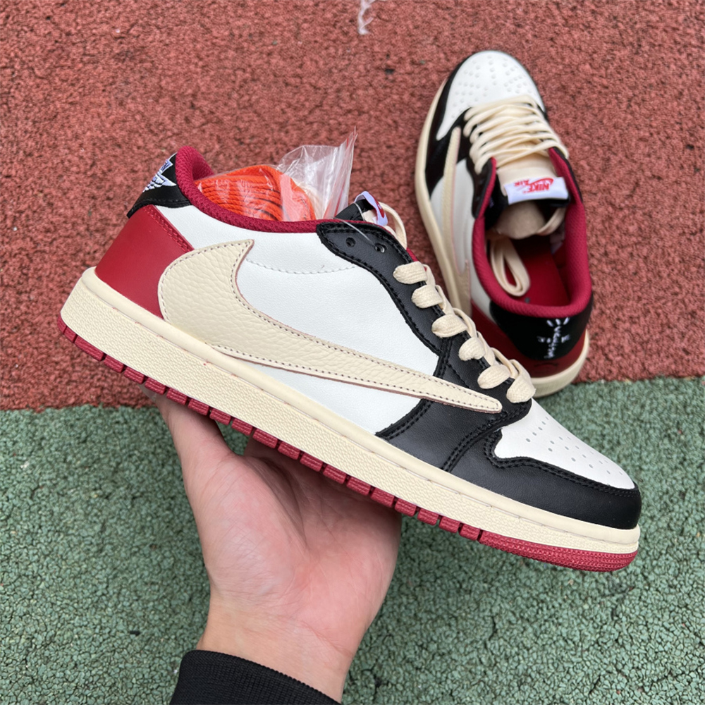 Jordan AJ1 Low Fragment X Travis Scott Black White Red - PerfectKickZ