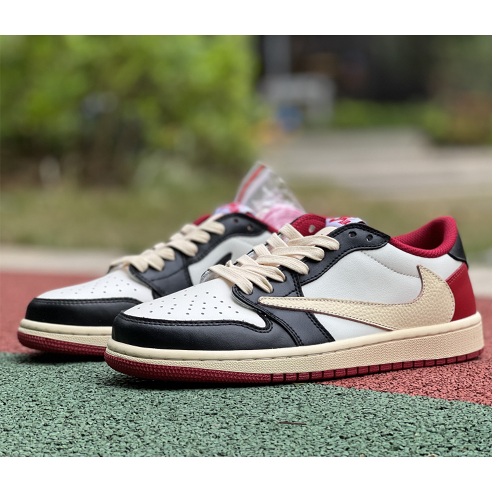 Jordan AJ1 Low Fragment X Travis Scott Black White Red - PerfectKickZ