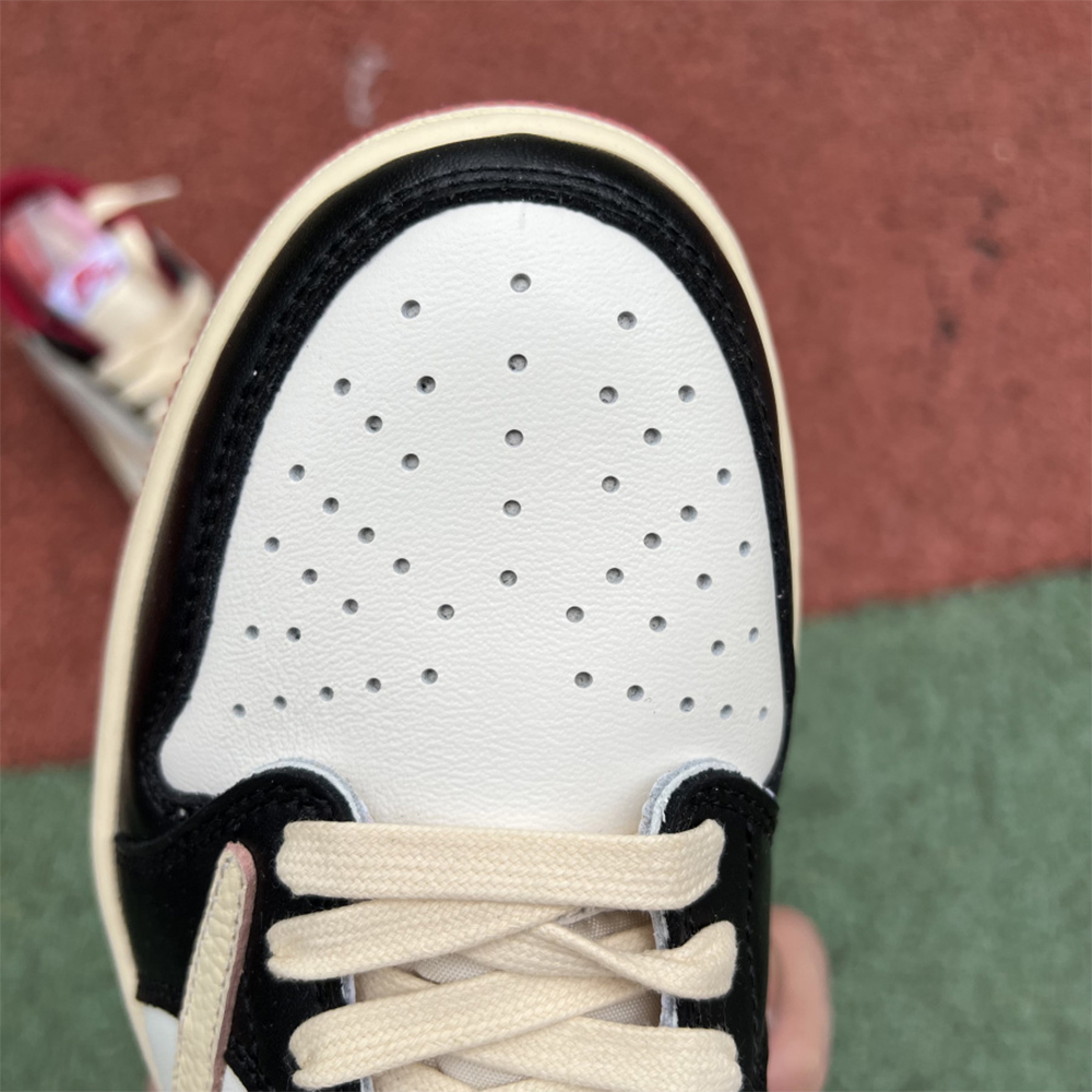 Jordan AJ1 Low Fragment X Travis Scott Black White Red - PerfectKickZ