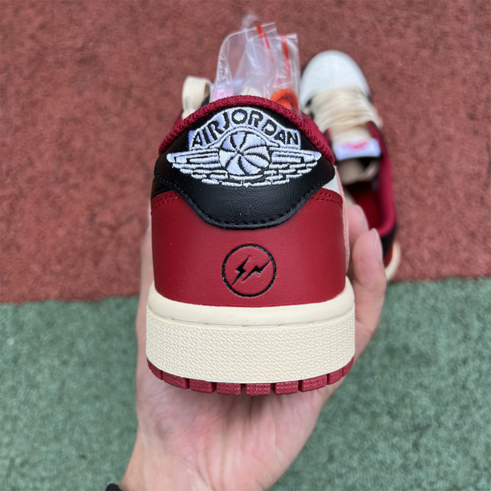 Jordan AJ1 Low Fragment X Travis Scott Black White Red - PerfectKickZ