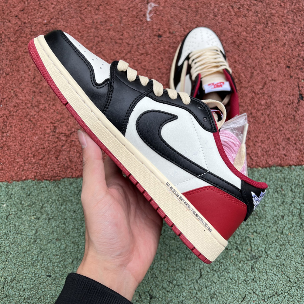 Jordan AJ1 Low Fragment X Travis Scott Black White Red - PerfectKickZ