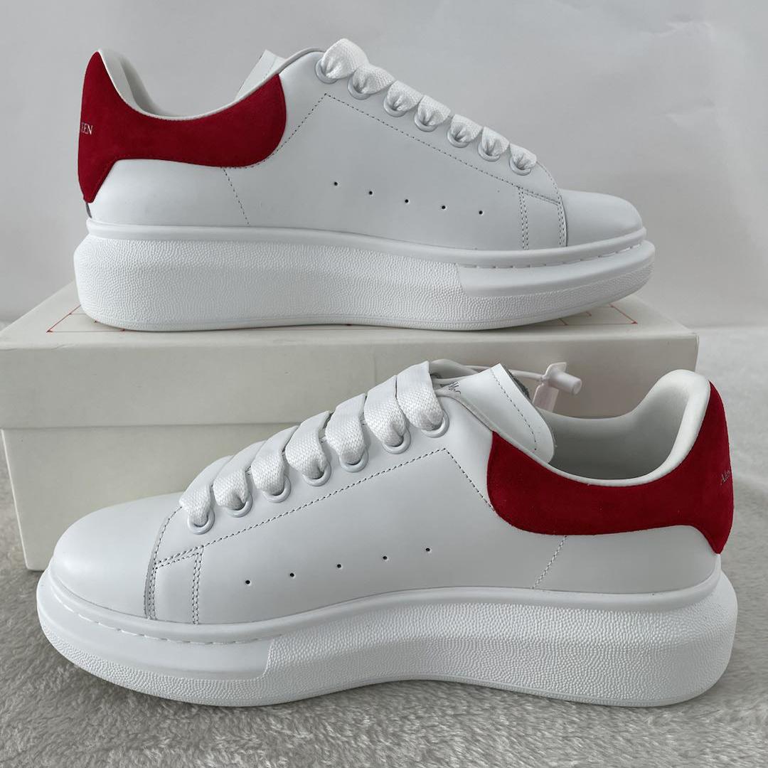 Alexander Mcqueen Leather Exaggerated-Sole Sneakers (Suede Red Back ) - 