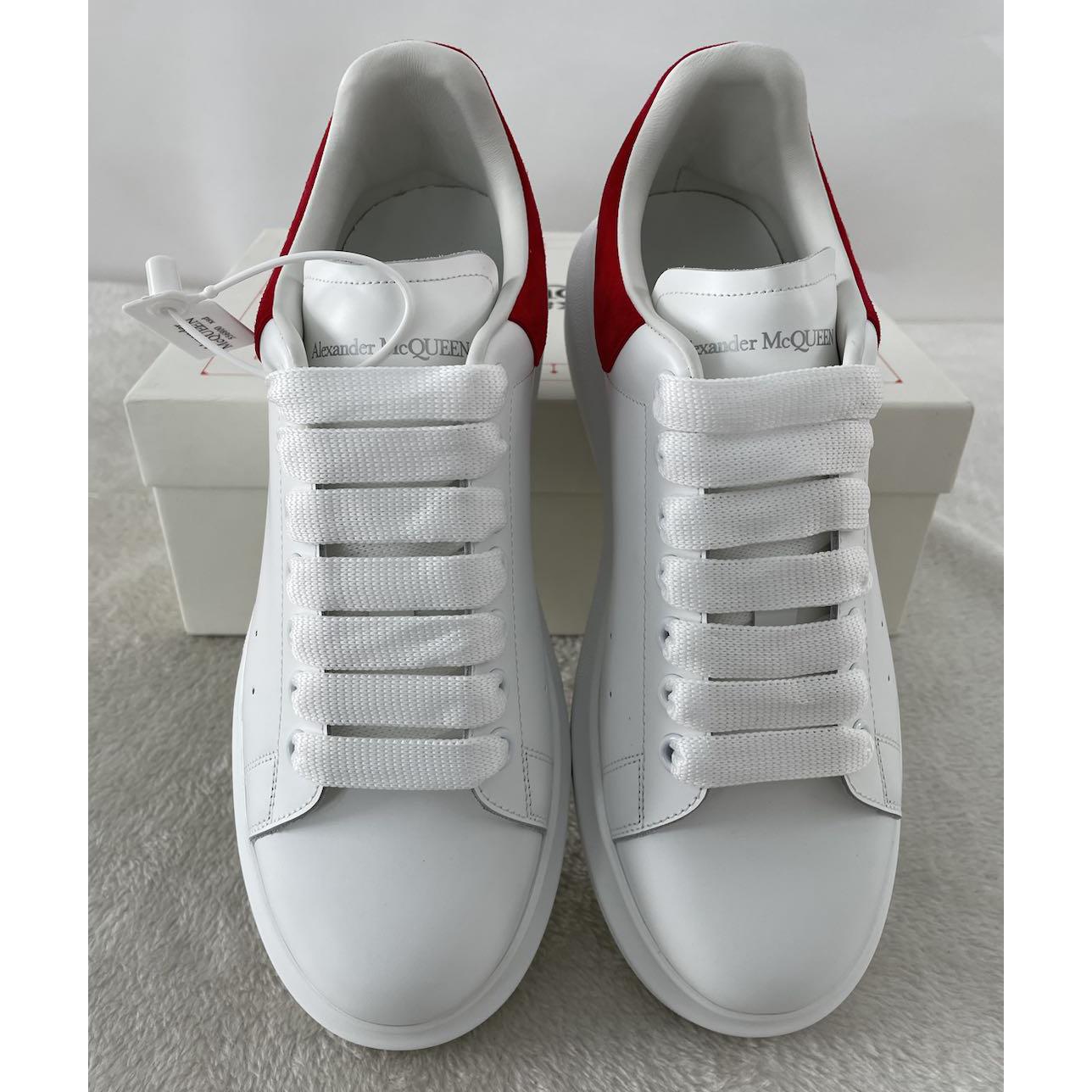 Alexander Mcqueen Leather Exaggerated-Sole Sneakers (Suede Red Back ) - 
