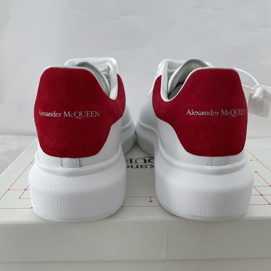 Alexander Mcqueen Leather Exaggerated-Sole Sneakers (Suede Red Back ) - 