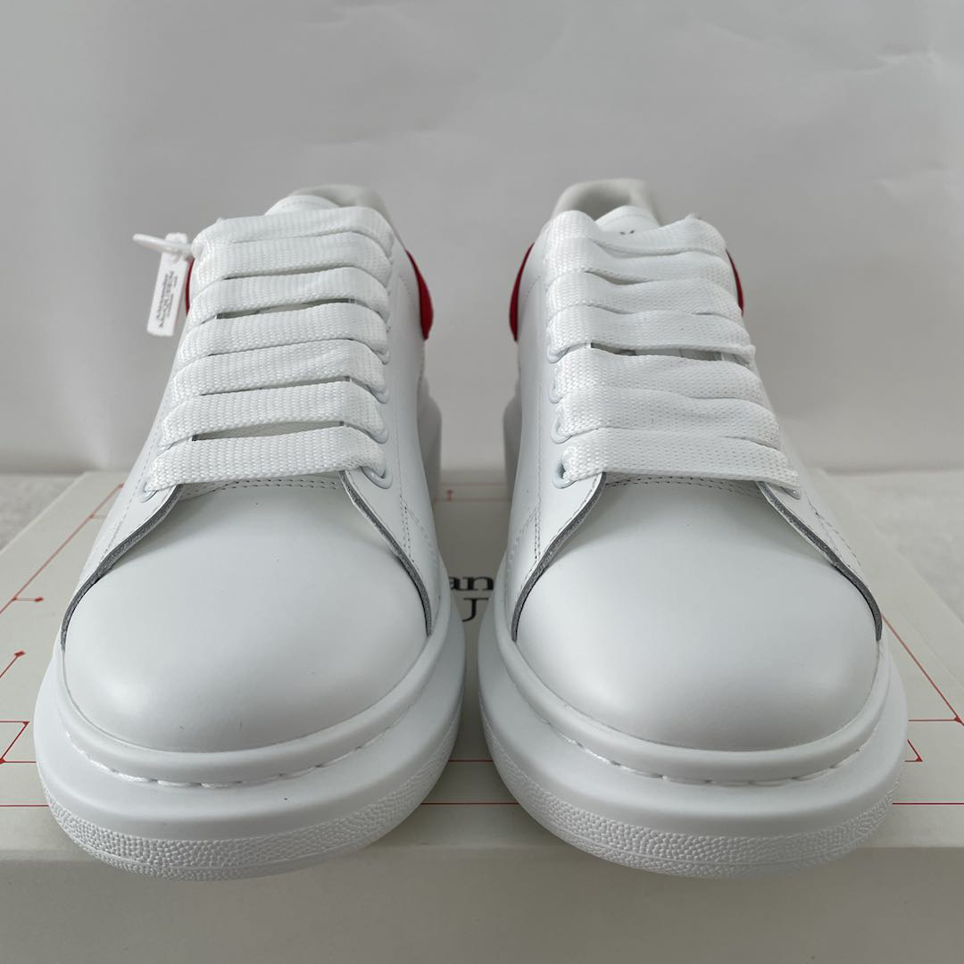 Alexander Mcqueen Leather Exaggerated-Sole Sneakers (Suede Red Back ) - 