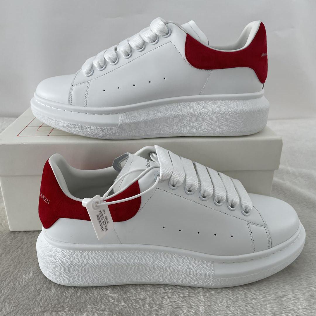 Alexander Mcqueen Leather Exaggerated-Sole Sneakers (Suede Red Back ) - 