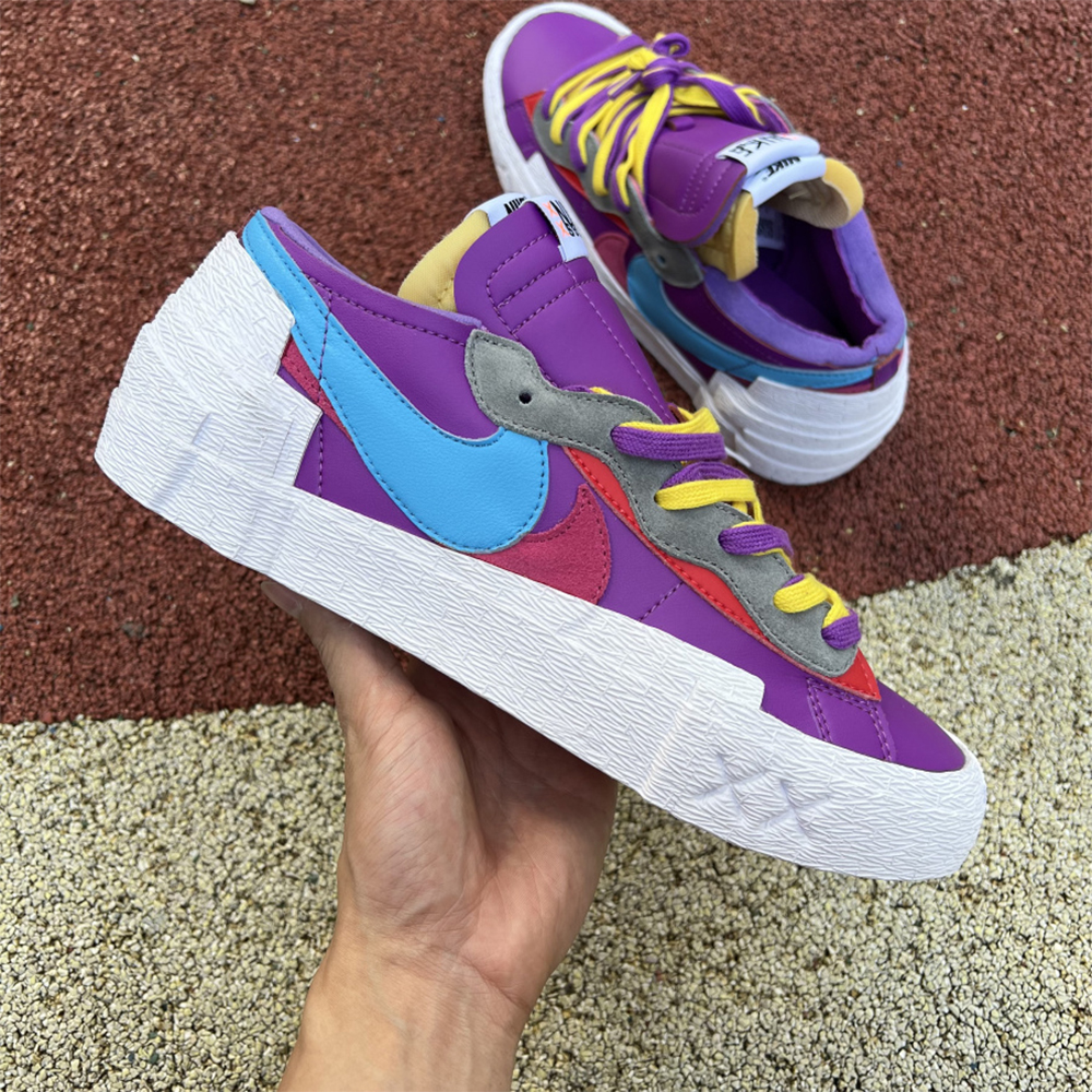 Kaws X Sacai X Nike Blazer Purple Sneakers  - PerfectKickZ