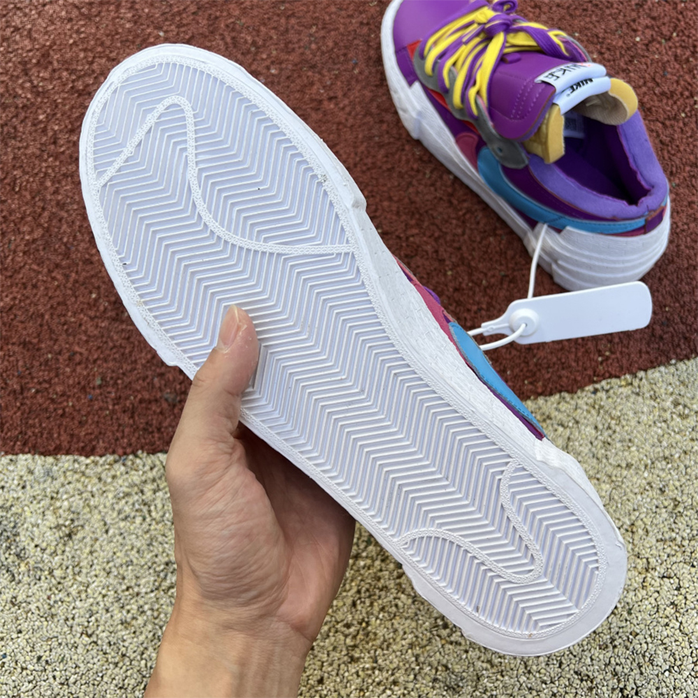 Kaws X Sacai X Nike Blazer Purple Sneakers  - PerfectKickZ