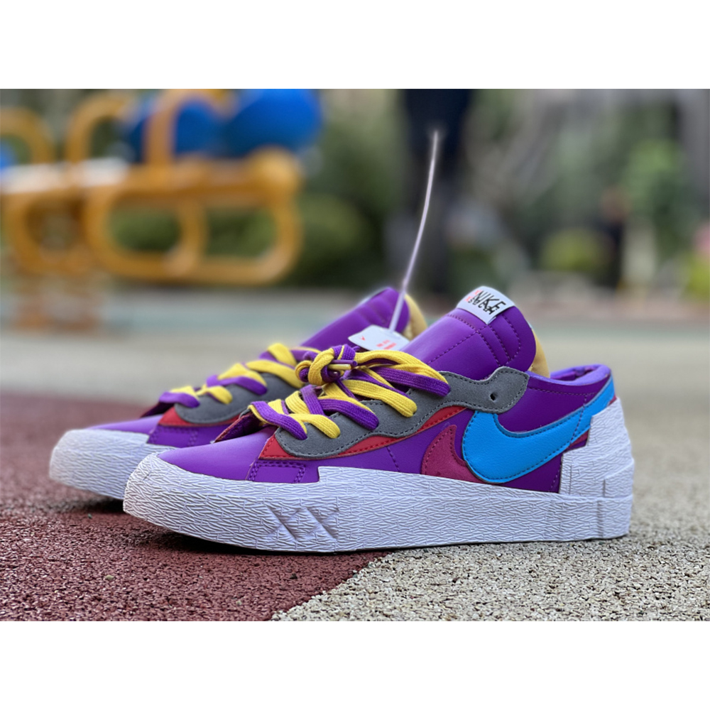 Kaws X Sacai X Nike Blazer Purple Sneakers  - PerfectKickZ