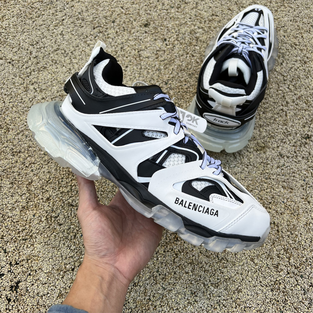 Balenciaga Men's Track Trainers Clear Sole In White - PerfectKickZ