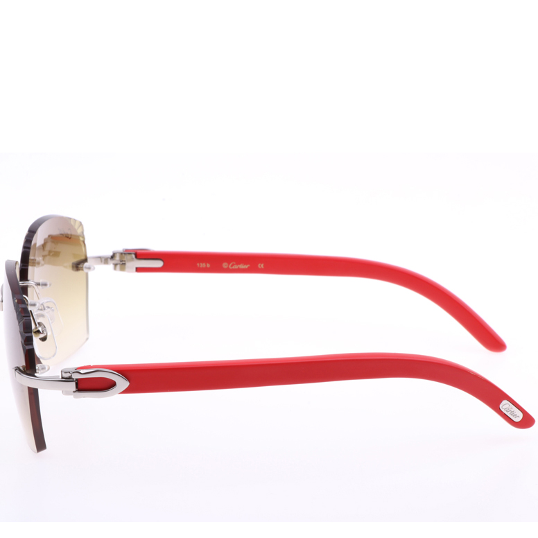 Cartier  8300818 Engrave Lens Red Wood Sunglasses In Silver Brown - PerfectKickZ