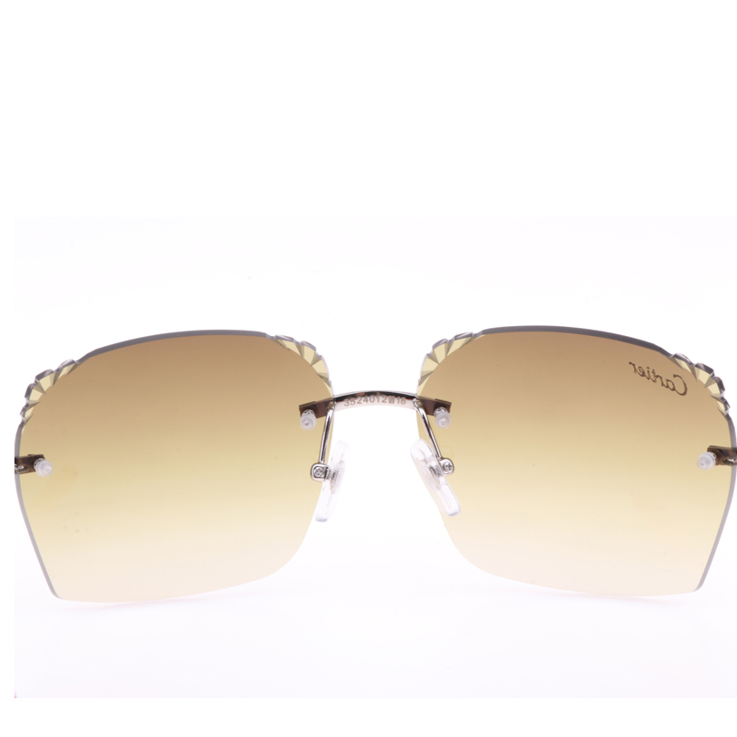 Cartier  8300818 Engrave Lens Red Wood Sunglasses In Silver Brown - PerfectKickZ