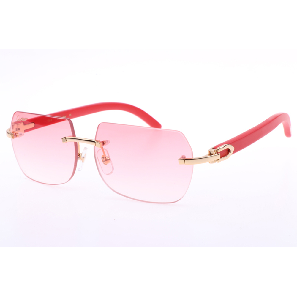 Cartier 8300818 Red Wood Sunglasses In Gold Gradient Pink - PerfectKickZ