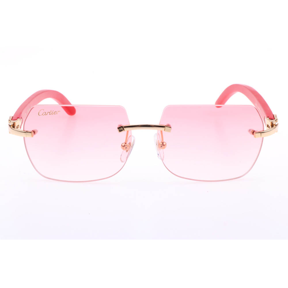 Cartier 8300818 Red Wood Sunglasses In Gold Gradient Pink - PerfectKickZ