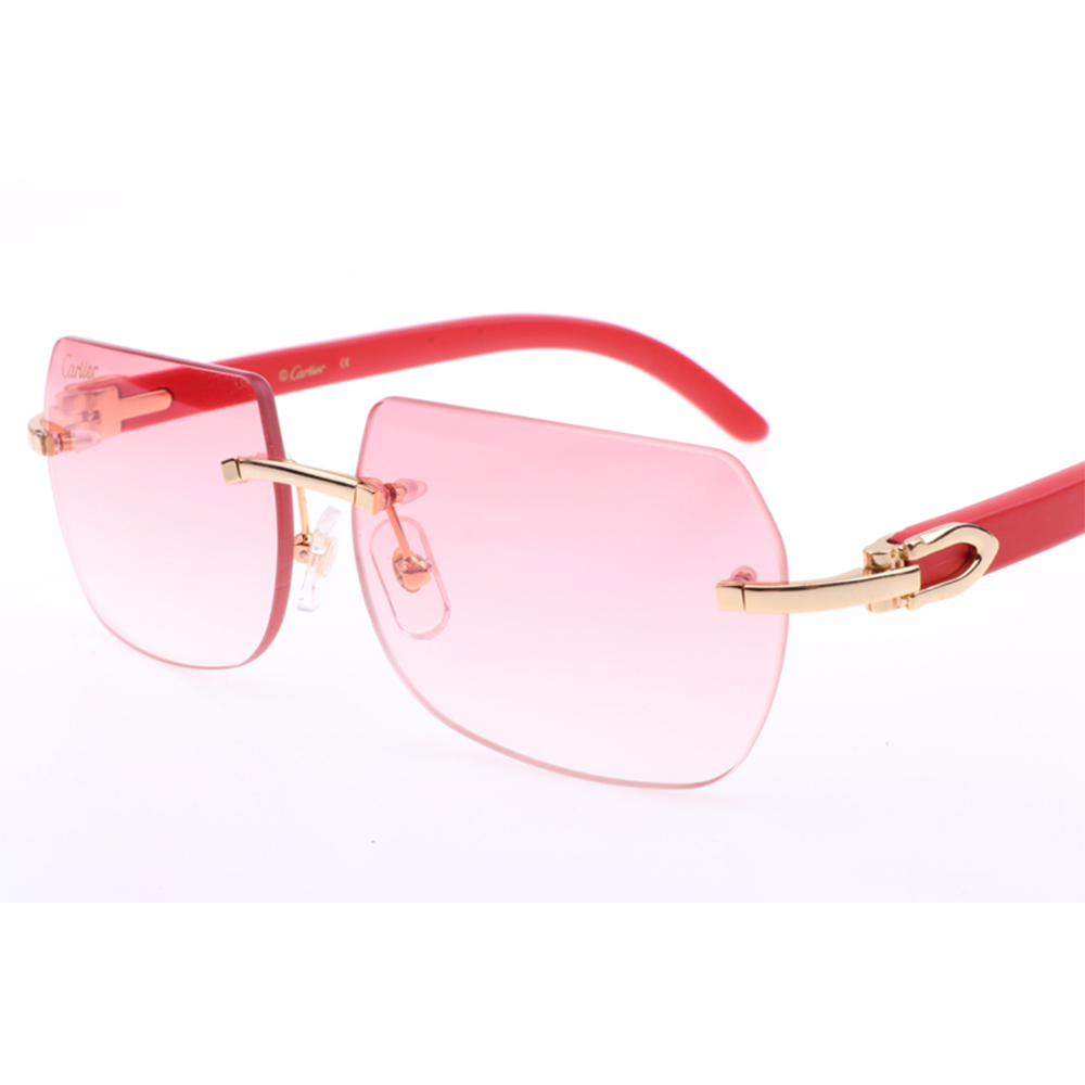 Cartier 8300818 Red Wood Sunglasses In Gold Gradient Pink - PerfectKickZ